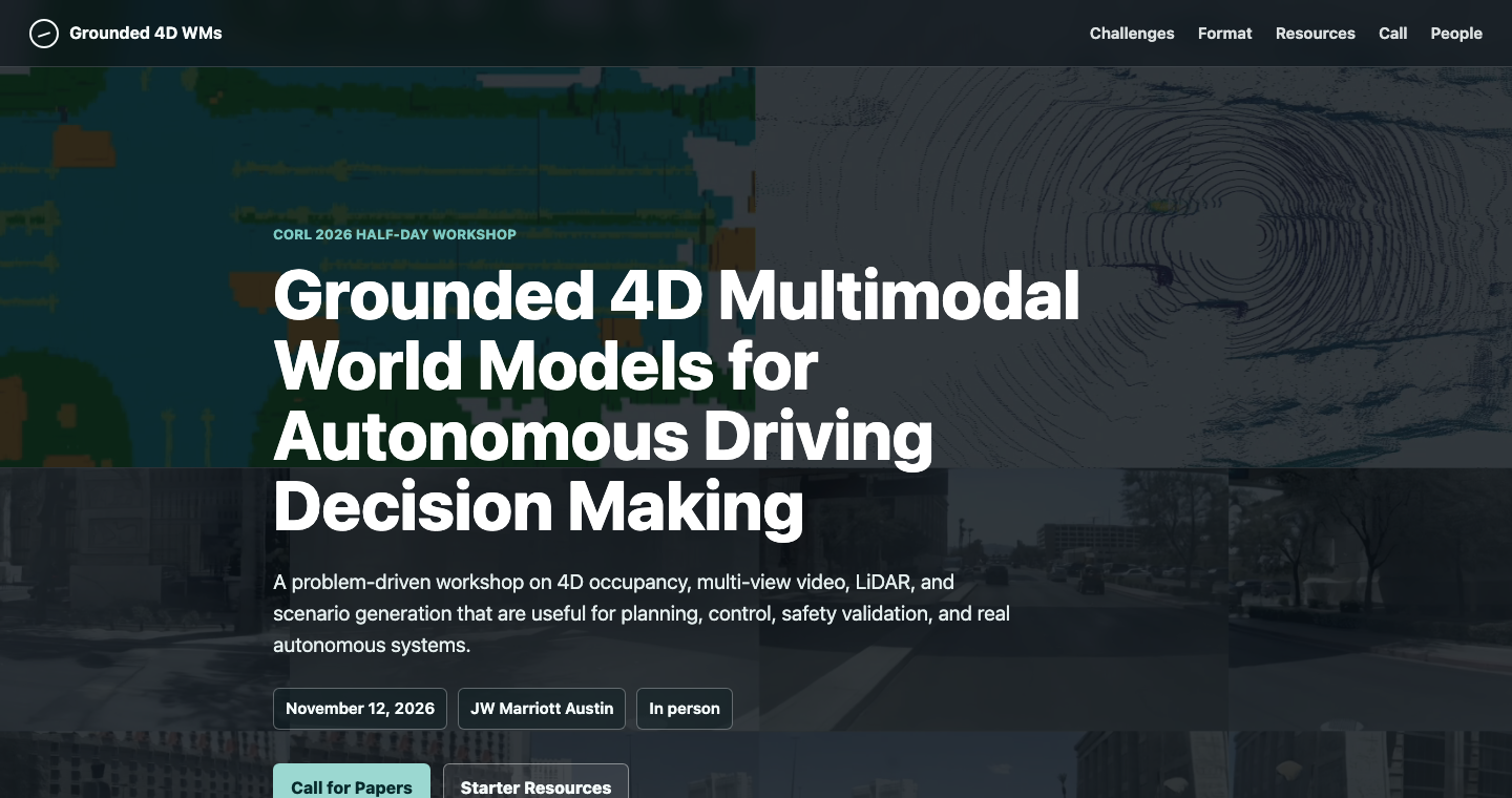 CoRL 2026 workshop website screenshot